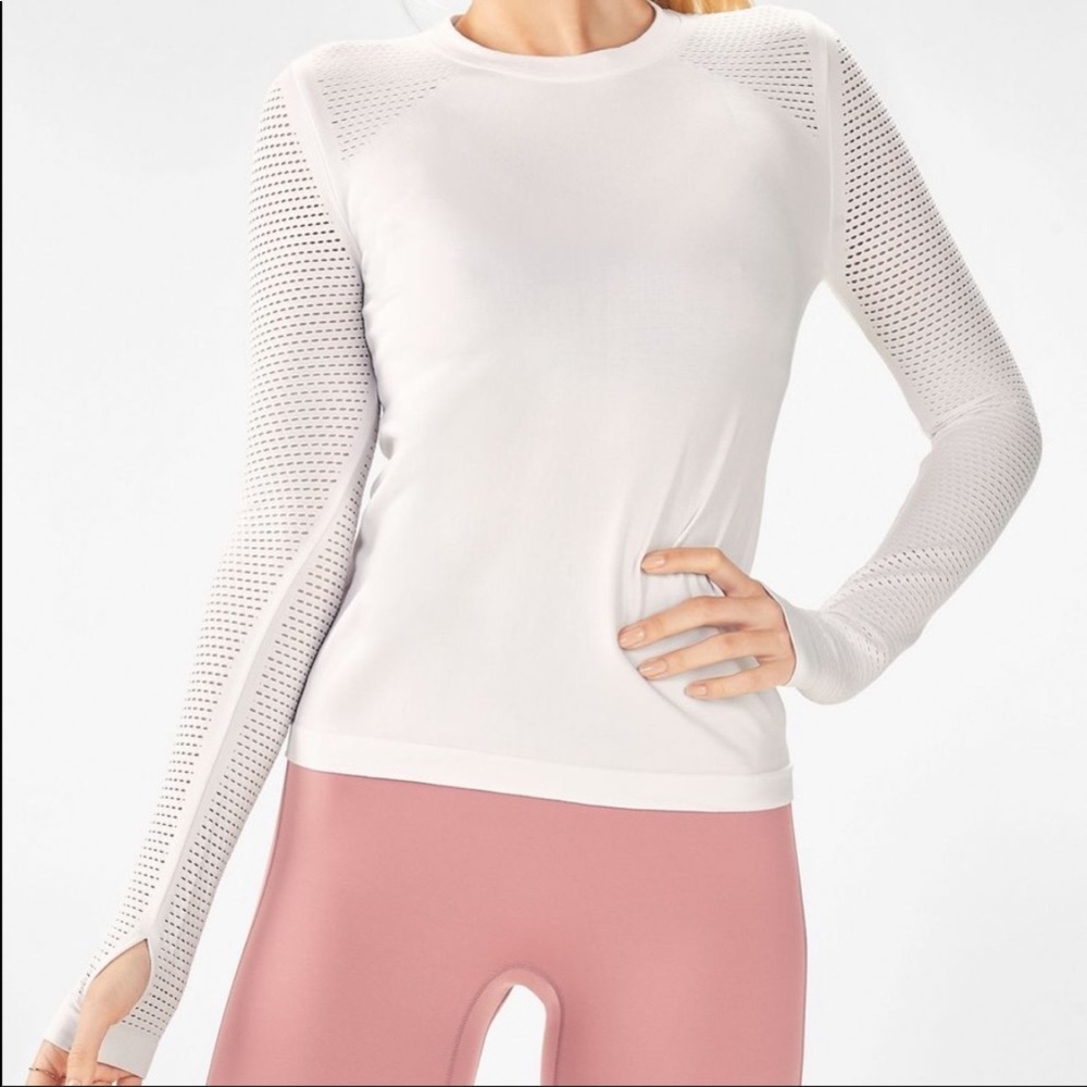 Fabletics Seamless White Long Sleeve Top
